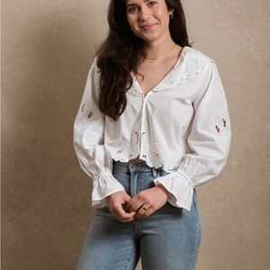 Neuflora White Lace Detail Women's blouse